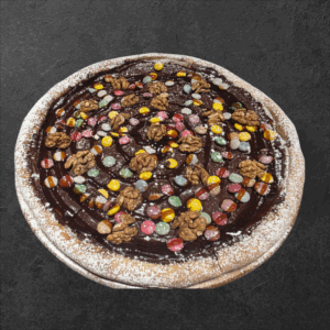 Pizza e ëmbël me çokollatë të shkrirë